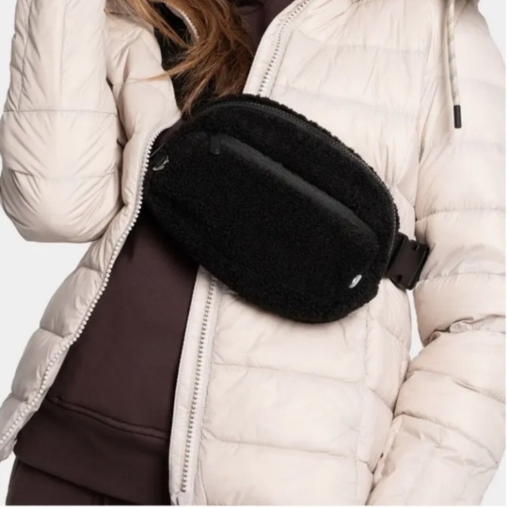 Nordstroms Lole Jamie teddy edition belt crossbody bag faux shearling black